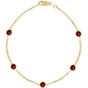 14k Yellow Gold 4mm Round Birthstone Cable Bracelet or Anklet - 1 of 4