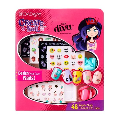 Kiss Broadway Nails Little Diva Create-A-Nail Press-On Nails for Kids - Green & Pink - 48ct