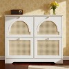 KTMBDW Shoe Storage Cabinet, Rattan Shoe Cabinet Storage with 4 Flip Drawers, Hidden Narrow Shoe Cabinet, Freestanding Shoe Rack for Entryway, Hallway - 3 of 4