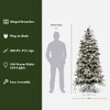 LuxenHome 7Ft Pre-Lit Flocked Artificial Pine Christmas Tree with Pinecones and Metal Stand Green - 4 of 4