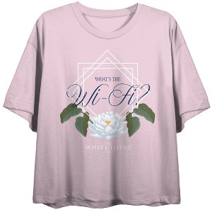 White Lotus “What's The Wi-Fi?” Women's Pink Cropped Tee - 1 of 2