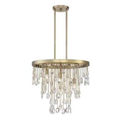 Noble Brass and Crystal 4-Light Adjustable Chandelier