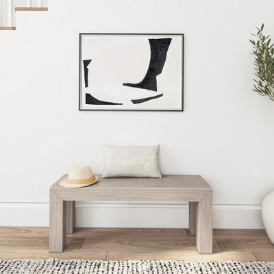 Seashell Wirebrush Solid Pine Modern Dining Bench, 49"