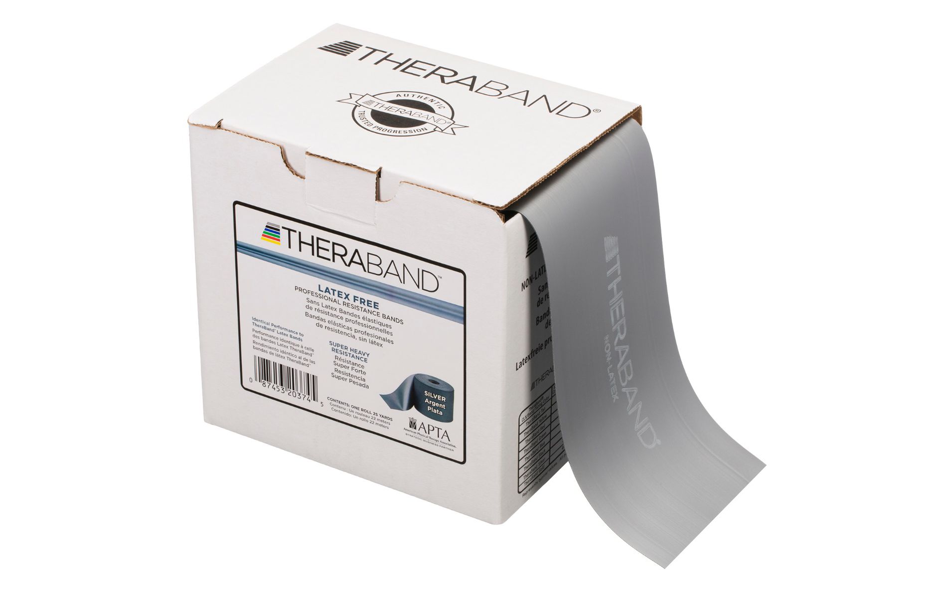 THERABAND Resistance Band, 25 YD Roll, Silver, Super Heavy Thickness, 10.2 LBS Resistance, Level 7, Non-Latex