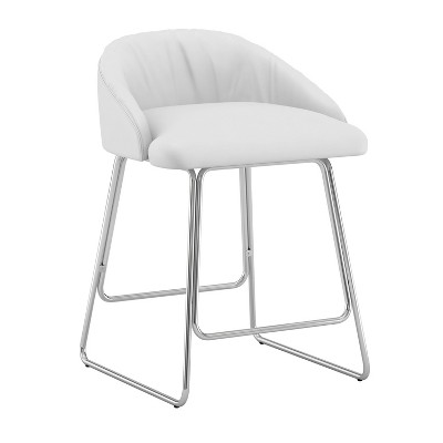 26.25" Boyle Metal Counter Height Barstool Chrome with White Faux Leather - Hillsdale Furniture