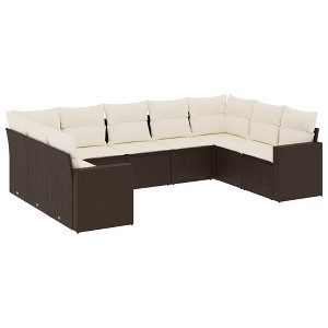 vidaXL Garden Sofa Set Brown PE Rattan, Powder-Coated Steel 9 Piece Set - 1 of 4