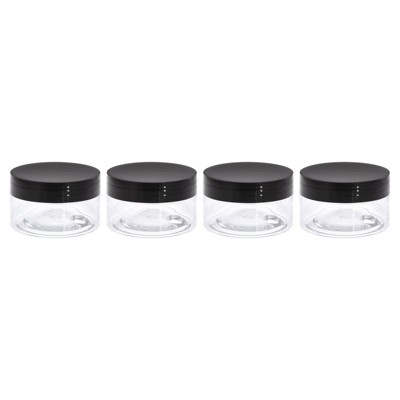 Unique Bargains Round Clear Plastic Empty Jars with Black Screw Top Lid for Storage 4 Pcs
