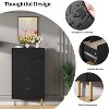 Fluted Wood 5 Drawers Dresser for Bedroom, Modern Chest of Drawers, Tall Dresser with Gold Handle - 2 of 4