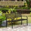 Outdoor Powder Coated Steel Park Bench, Garden Bench with Pop Up Middle Table, Lawn Decor Seating Bench for Yard, Patio, Garden, Balcony, and Deck - 3 of 4