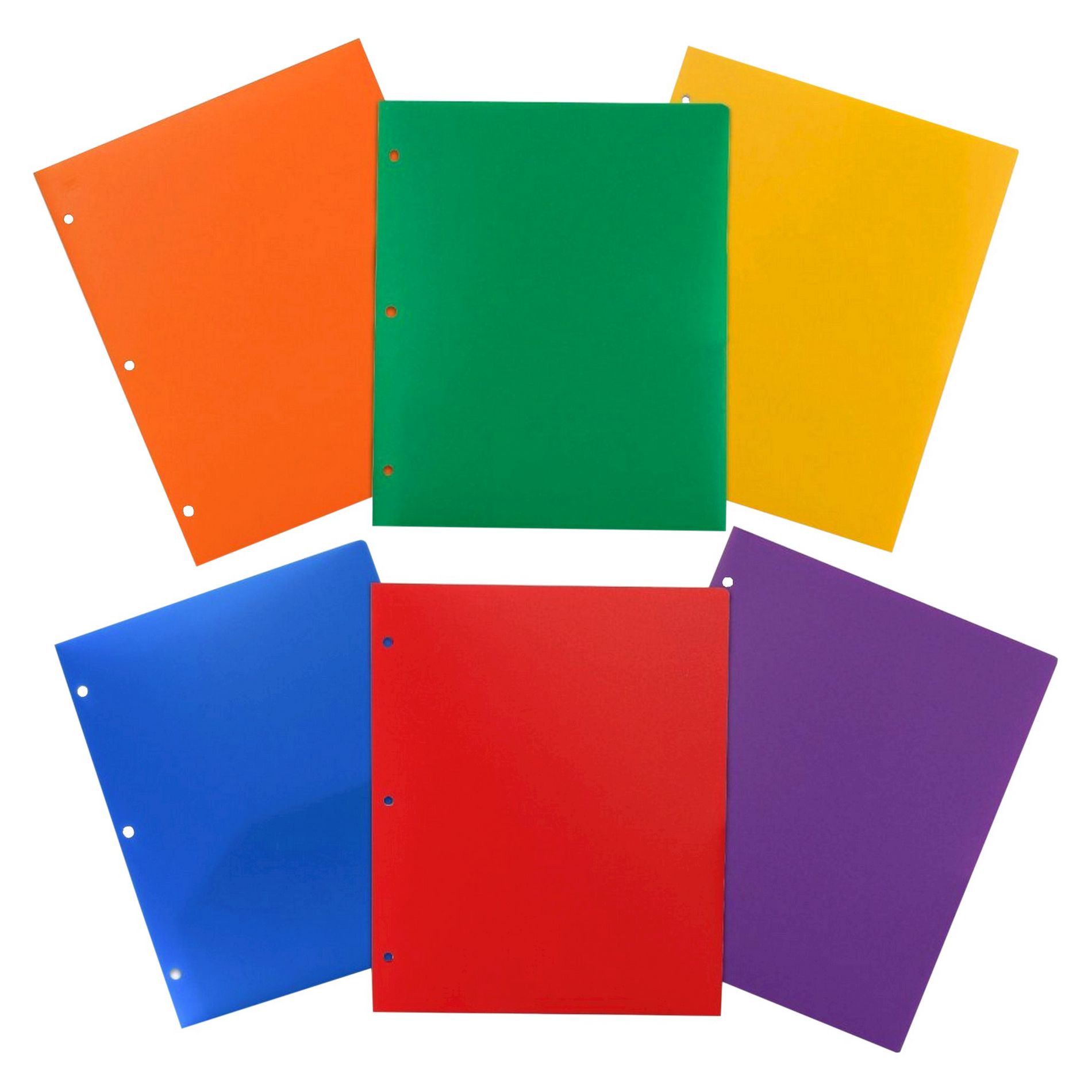 JAM 6pk Heavy Duty 3 Hole Punch 2 Pocket School Presentation Paper Folder Primary: Multicolor Stationery Folders
