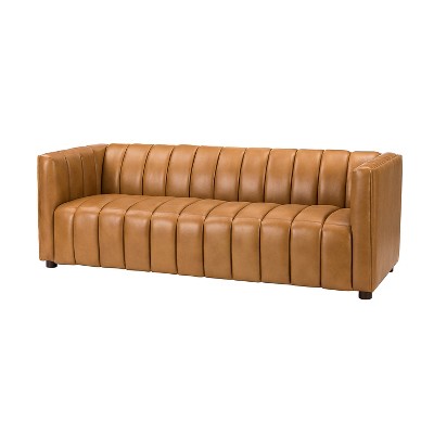 Ulysses 83" Genuine Leather Sofa with Channel-tufted | ARTFUL LIVING DESIGN