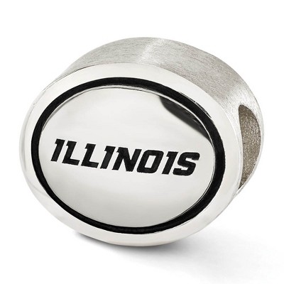 Black Bow Jewelry Sterling Silver & Enamel Univ. of Illinois Collegiate Bead Charm