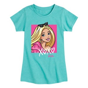 Girls' - Barbie - XOXO Face Fitted Short Sleeve Graphic T-Shirt - 1 of 4