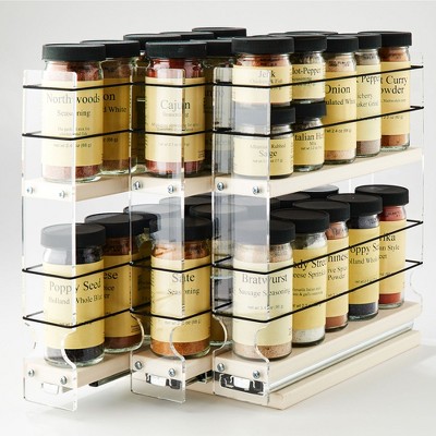 Vertical Spice 10.60 x 6.90 x 10.75 Inch Spice Rack Cabinet Mounted Organizing Drawer with 2 Tiers, 3 Individual Drawers, and Flex Sides, Cream