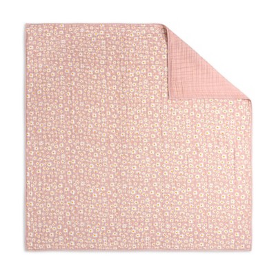 Blush Pink Organic Cotton Daisy Toddler Quilt