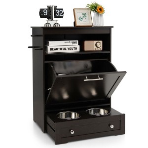 Tangkula Pet Feeding Station Furniture w/ Double Pull Out Dog Bowl Food Cabinet - 1 of 4