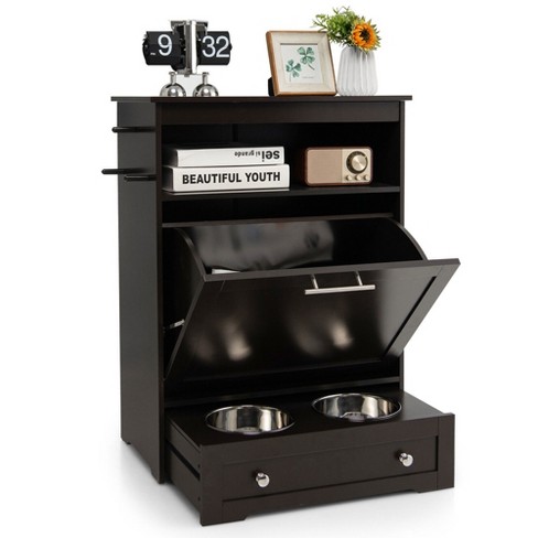 Tangkula Pet Feeding Station Furniture w/ Double Pull Out Dog Bowl Food Cabinet - image 1 of 4