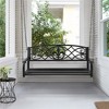 Yaheetech Fleur-De-Lis Hanging Bench with Chains For Porch Patio, Black - 2 of 4