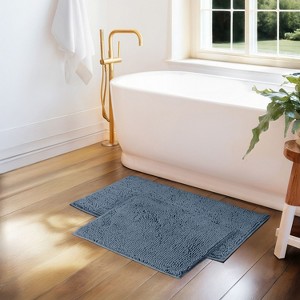 Soft Absorbent Chenille Bath Mat Rug with Anti-Skid Rubber Backing - Becky Cameron - 1 of 4