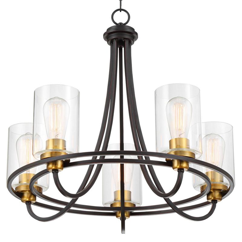 Possini Euro Design Demy Oil Rubbed Bronze Pendant Chandelier 23" Wide Rustic Clear Glass 5-Light Fixture for Dining Room House Foyer Kitchen Island, 5 of 10