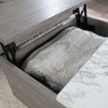Vynxaria Contemporary Lift-Top Coffee Table - Brown/Gray Finish, Faux Marble Accent, 31.18"L×31.18"W×17.24"H, Concealed Storage - 4 of 4