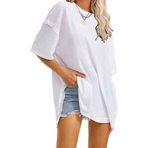 EXLURA Womens Summer Oversized T Shirts Casual Short Sleeve Loose Maternity Tops Crewneck Tunic Plus Gym Workout Top - 1 of 4