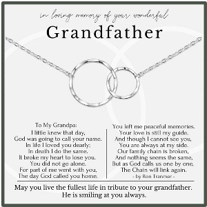 HOPE LOVE SHINE Memorial Necklace for Grandfather 2 Ring Silver Gold – In Loving Memory Jewelry, Loss of Grandpa Gift - 1 of 4