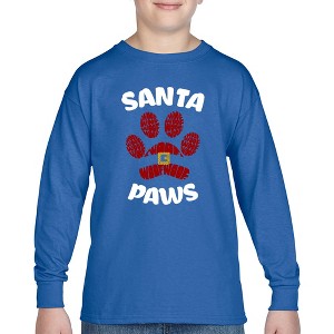 LA Pop Art Santa Paws - Boy's Word Art Long Sleeve T-Shirt - 1 of 4