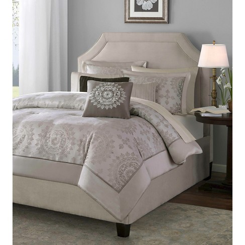 tan madeline jacquard comforter set king 12pc