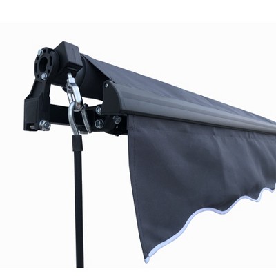 Black 12x10 Retractable Patio Awning with Manual Crank
