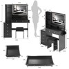 Okak Vanity Table with Drawer & Stool, Sliding Mirror + Hair Dryer Rack, Multi-Layer Storage Organizer, Compact Dressing Station for Bedroom - 4 of 4