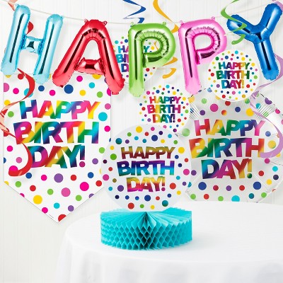 Rainbow Foil Birthday Party Decorations Kit