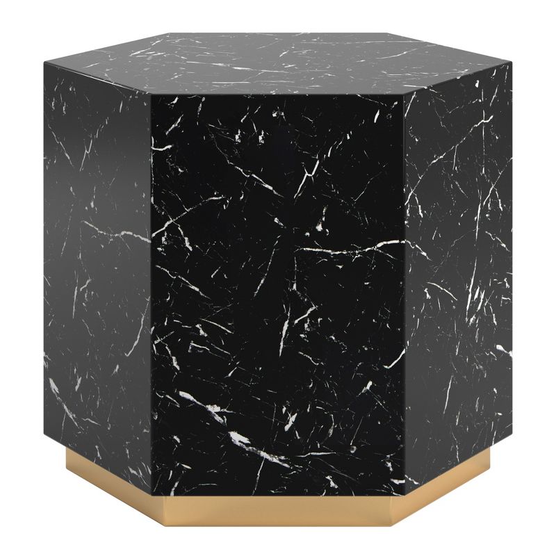 Devoe Faux Marble Hexagon End Table Black - Inspire Q, 4 of 7