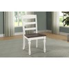 Simple Relax Set of 2 Wooden Dining Chairs with Ladder Back in White and Dark Cocoa - 2 of 4