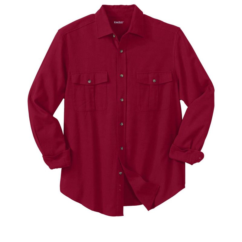 KingSize Men's Big & Tall Solid Double-Brushed Flannel Shirt, 1 of 2