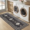 Faux Wool Boho Vintage Floral Printed Area Rug Machine Washable Foldable Ultra Thin Non Slip Stain Resistant Pet Friendly Carpet For Home Decor - 4 of 4