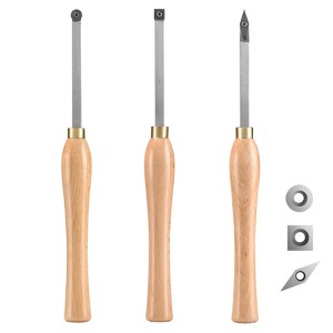 VEVOR Wood Lathe Chisel Set, 3 PCS Woodworking Turning Tools, Includes Square, Round, Diamond Carbide Blades - 1 of 4