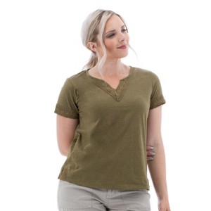 Aventura Clothing Women's Belle Short Sleeve Split Neck Blouse - 1 of 4