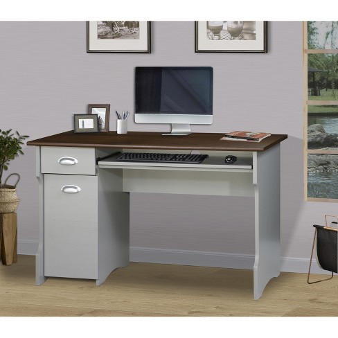 Saint Birch Finley 59-inch Writing Desk, White/Gray Oak