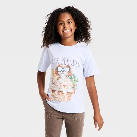 Детские Cat & Jack Girls' Short Sleeve Dog Oversized Graphic T-Shirt - Cat & Jack™ Blue S