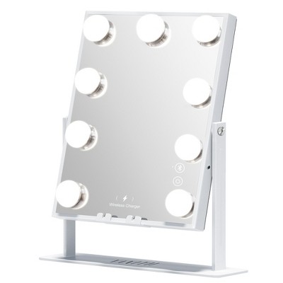 HOMLUX Wireless Charging Makeup Mirror - Adjustable LED, Detachable 10X Magnification, Smart Touch