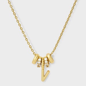14K Gold Dipped Cubic Zirconia Rondelle Initial Necklace - A New Day™ Gold - 1 of 4
