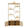 SeaCamel Natural 7-Tier Rattan Bookshelf - Storage Rack with Cabinet for Living Room & Home Office - 4 of 4