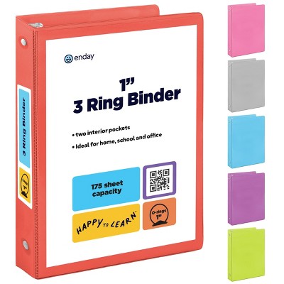 3 Ring Binder Clear View Cover with 2 Inside Pockets, Colored School Supplies Office and Home Binders – by Enday