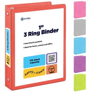 3 Ring Binder Clear View Cover with 2 Inside Pockets, Colored School Supplies Office and Home Binders – by Enday - 1 of 4