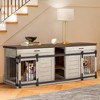 Erommy 84" Wood Dog Crate Furniture Indoor with Divider, Dog Crate End Table with 2 Drawers for Large Breeds, White - 4 of 4