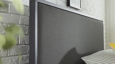 Christina King Gray Upholstered Metal Platform Bed with Headboard