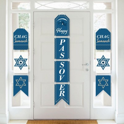 White Jiudungs Passover Decoration Outdoor Happy Passover Banner Jewish Passover Decor Passover Decoration and Supplies for Home 
