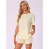 INSPIRE CHIC Women's Pajama Set Short Sleeve Lounge Set Elastic Shorts 2 Piece Pjs Sets with Pockets - 2 of 4
