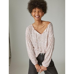 Lucky Brand Women's Long Sleeve Notch Neck Top - 1 of 4